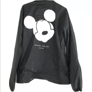 Disney Neff Jacket Windbreaker Black Mickey Mouse Snap up Lightweight coat Sz L